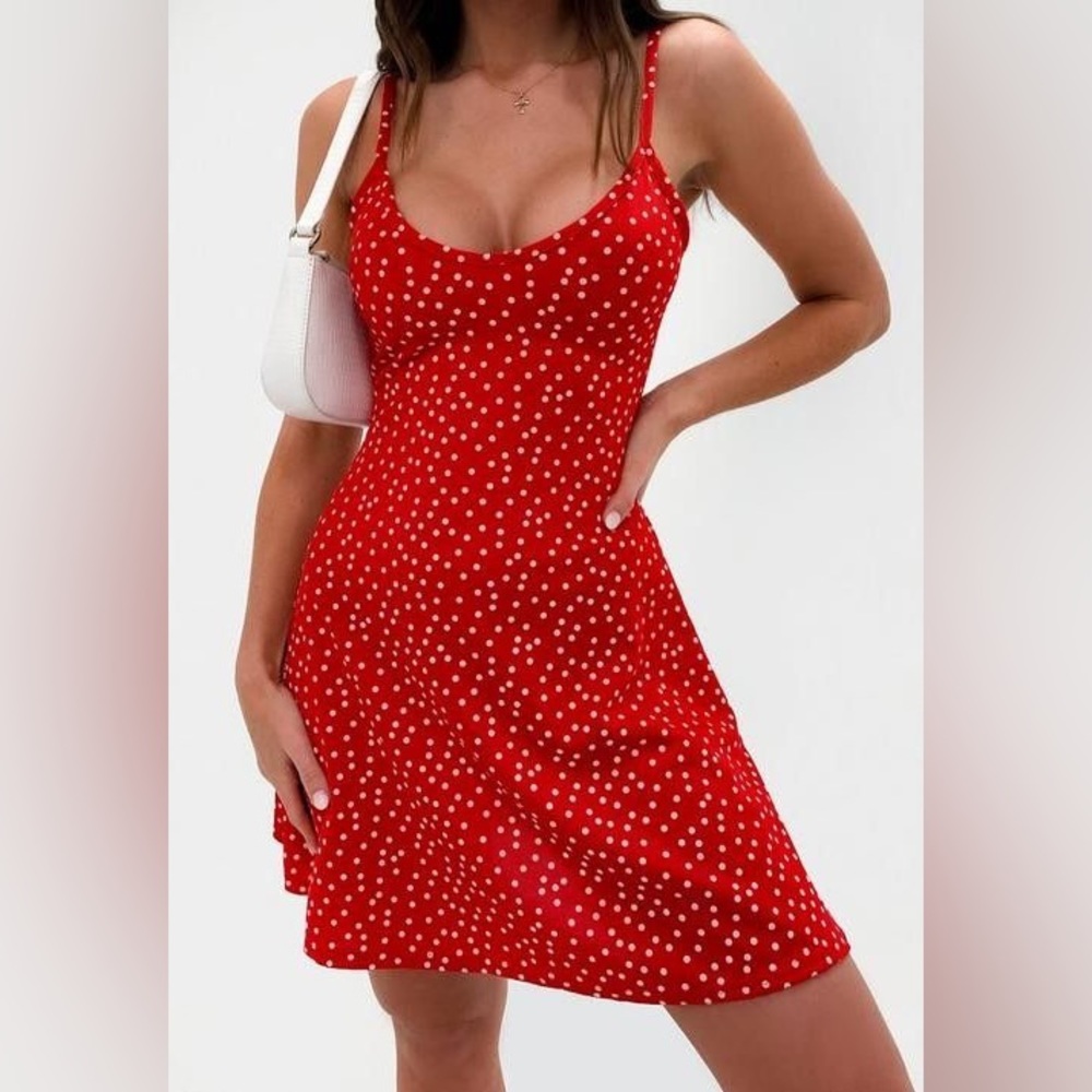 BLACK AND WHITE polka dot mini skater dress MISSGUIDED size US 2/XS